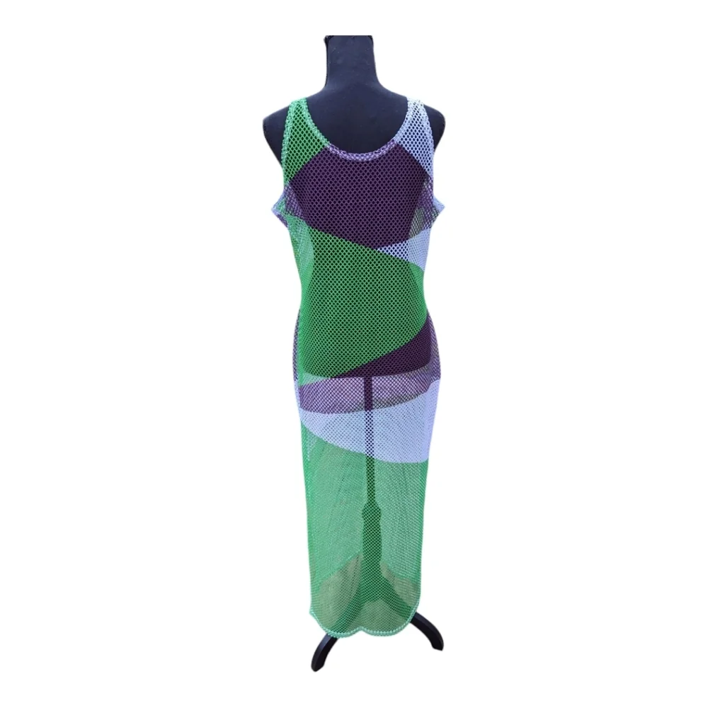 See-through Mesh Dress Cover-up Long Sling‎ Dress Swimwear M/L
